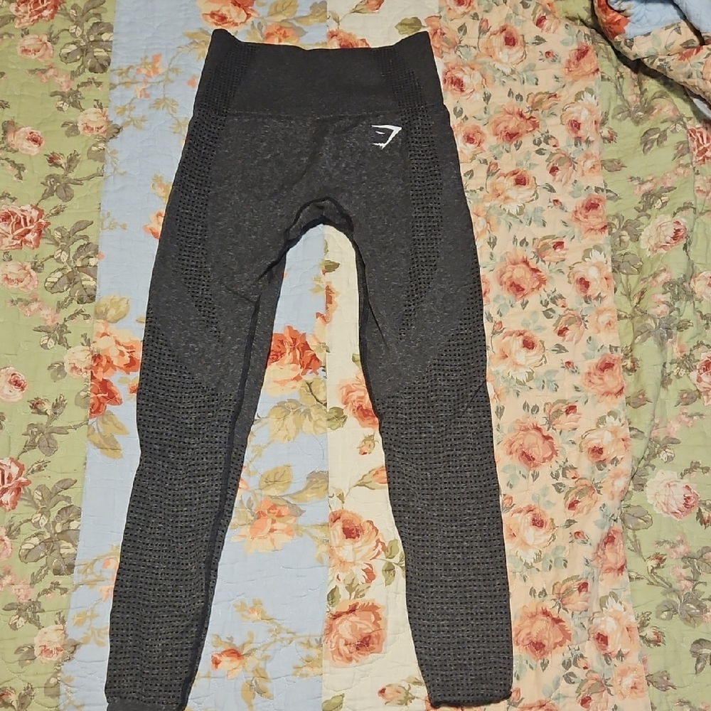 Gymshark Charcoal and Black Textured Leggings